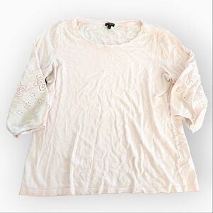 Talbots Pink Eyelet Sleeves Blouse Petite